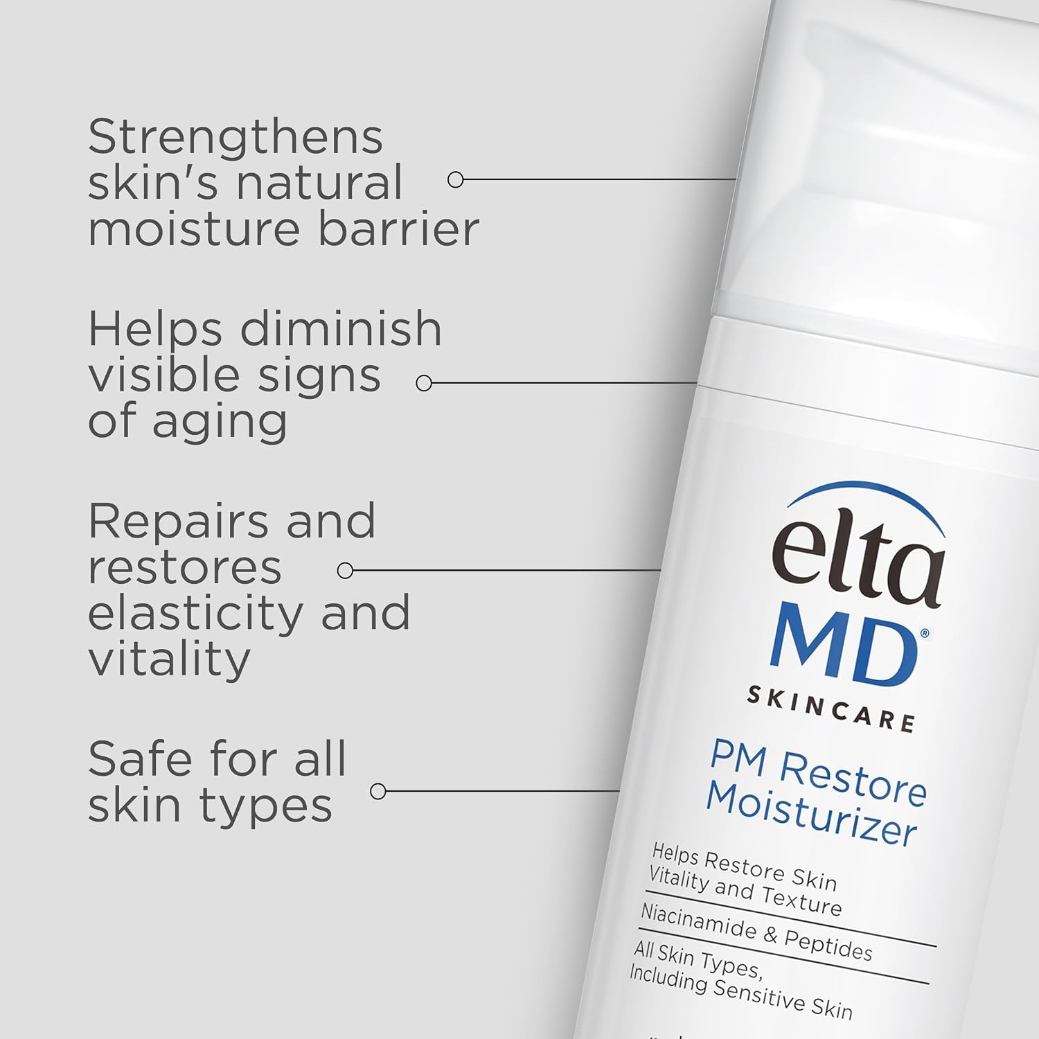 image:imageEltaMD PM Restore Face Moisturizer Night Moisturizer for Face Restores Skin Elasticity and Vitality Overnight Safe For All Skin Types17 Fl Oz Pack of 1