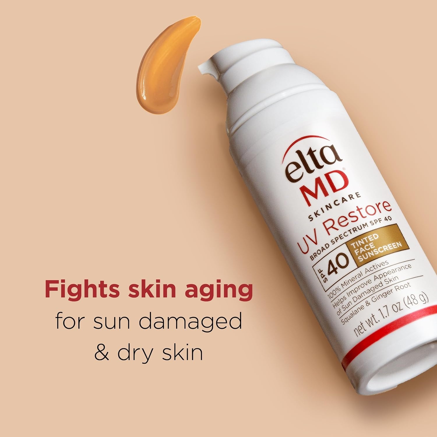 image:imageEltaMD UV Restore 100 Mineral Face Sunscreen For Mature Skin SPF 40 For Adults with Visible Sun Damage Fine Lines or Age Spots Zinc Oxide Formula Lightweight Restores Skin Moisture01 Tinted 17 oz