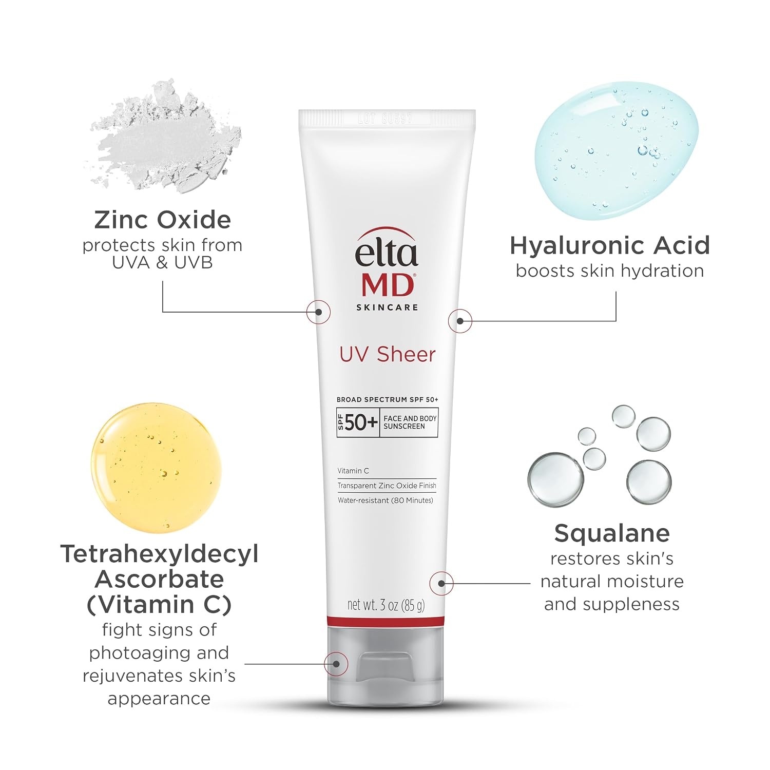 image:imageEltaMD UV Sheer Face and Body Sunscreen with Zinc Oxide SPF 50 3 oz Combined Moisturizer and Sunscreen No White Cast Lightweight Sheer Finish Water Resistant Up to 80 Minutes3 Fl Oz Pack of 1