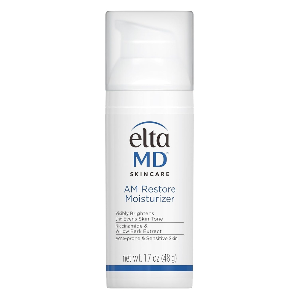 image:imageEltaMD AM Restore Daily Lightweight Facial Moisturizer  Smoothes Hydrates Brightens and Tones Made with Hyaluronic Acid and Niacinamide For AcneProne and Sensitive Skin17 Ounce Pack of 1