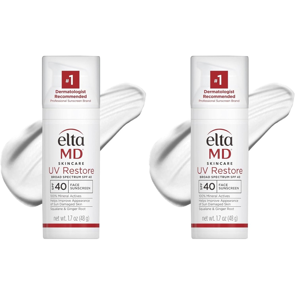 image:imageEltaMD UV Restore 100 Mineral Face Sunscreen For Mature Skin SPF 40 For Adults with Visible Sun Damage Fine Lines or Age Spots Zinc Oxide Formula Lightweight Restores Skin Moisture04 Untinted 2 Pack