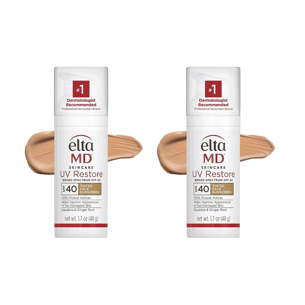 image:imageEltaMD UV Restore 100 Mineral Face Sunscreen For Mature Skin SPF 40 For Adults with Visible Sun Damage Fine Lines or Age Spots Zinc Oxide Formula Lightweight Restores Skin Moisture03 Tinted 2 Pack
