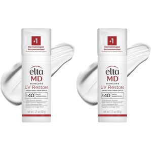 EltaMD UV Restore 100% Mineral Face Sunscreen For Mature Skin, SPF 40 | For Adults with Visible Sun Damage, Fine Lines, or Age Spots, Zinc Oxide Formula, Lightweight, Restores Skin Moisture(04 – Untinted (2 Pack))