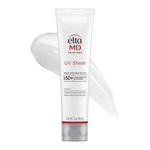 EltaMD UV Sheer Face and Body Sunscreen with Zinc Oxide, SPF 50+, 3 oz | Combined Moisturizer and Sunscreen, No White Cast, Lightweight, Sheer Finish, Water Resistant Up to 80 Minutes(3 Fl Oz (Pack of 1))