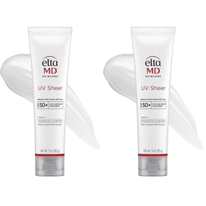 EltaMD UV Sheer Face and Body Sunscreen with Zinc Oxide, SPF 50+, 3 oz | Combined Moisturizer and Sunscreen, No White Cast, Lightweight, Sheer Finish, Water Resistant Up to 80 Minutes(3 Ounce (Pack of 2))
