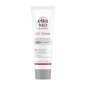 EltaMD UV Sheer Face and Body Sunscreen with Zinc Oxide, SPF 50+, 3 oz | Combined Moisturizer and Sunscreen, No White Cast, Lightweight, Sheer Finish, Water Resistant Up to 80 Minutes(1.7 Ounce (Pack of 1))
