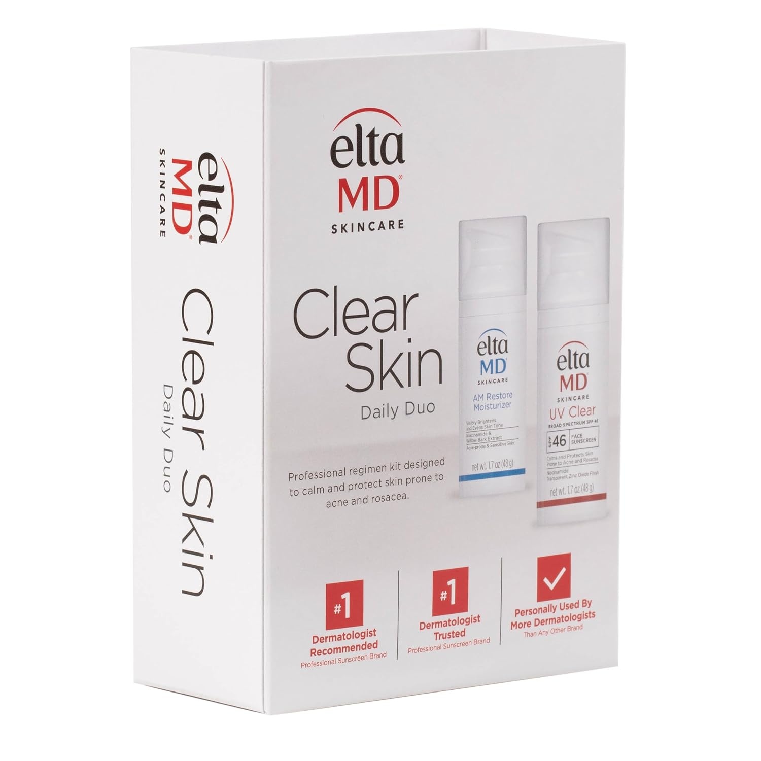 image:imageEltaMD Clear Skin Daily Duo Sensitive Skin Set SPF 46 Includes UV Clear Face Sunscreen and AM Moisturizer Niacinamide Zinc Oxide For AcneProne Skin and Rosacea FragranceFree