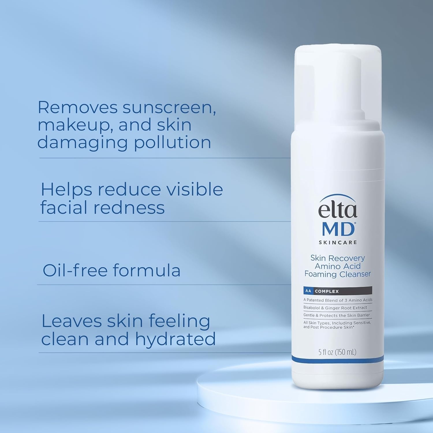 image:imageEltaMD Skin Recovery Amino Acid Foaming Face Wash FragranceFree Gentle Cleanser For Sensitive Skin Removes Makeup And Sunscreen Reduces Facial Redness Noncomedogenic5 Fl Oz Pack of 1