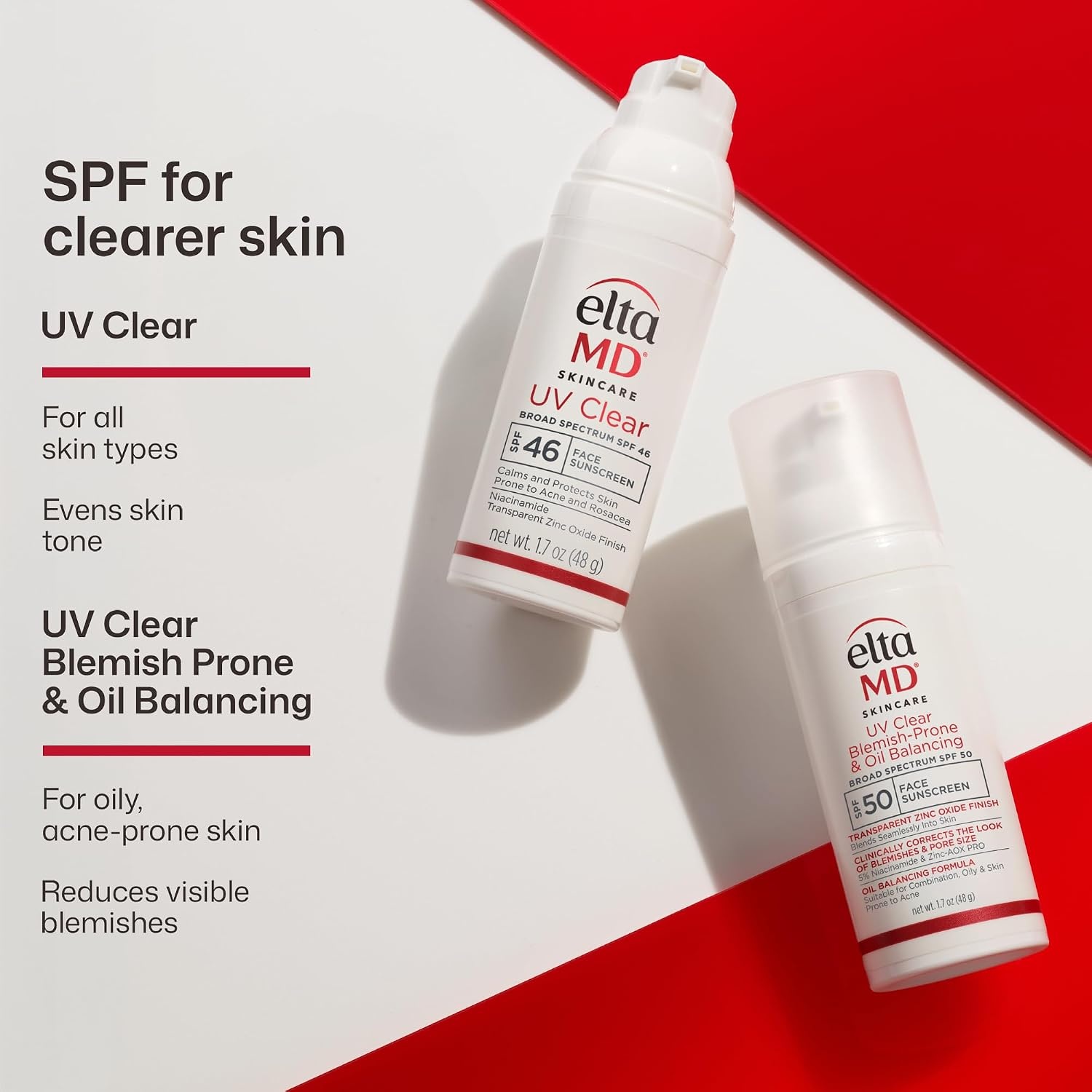 image:imageEltaMD UV Clear Face Sunscreen with Zinc Oxide OilFree SPF 46 and SPF 50 Calms and Protects AcneProne Skin and Rosacea No White Cast Dermatologist Recommended Available in Three Tints and Sizes09 New Blemish Prone 05 oz