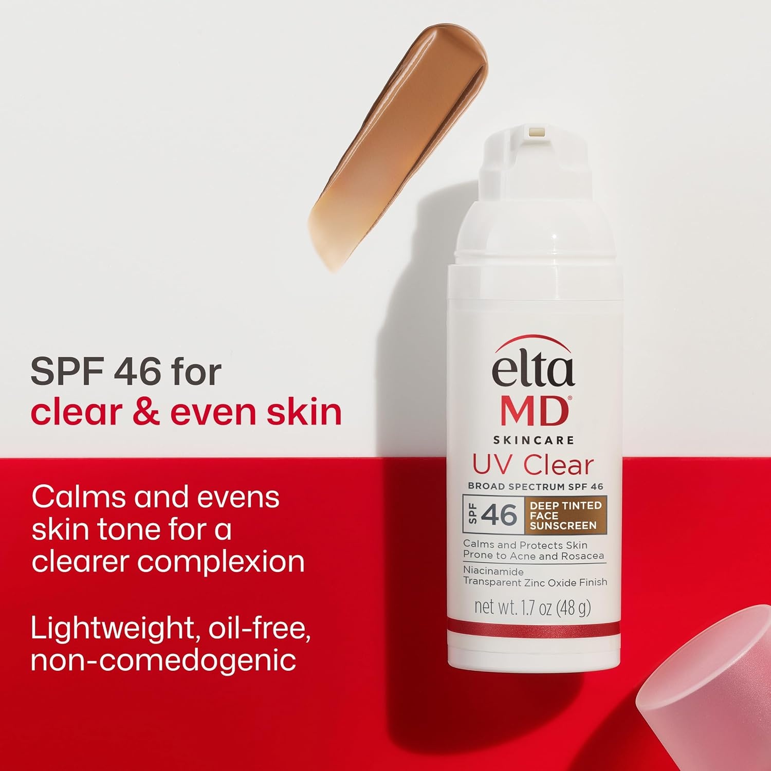 image:imageEltaMD UV Clear Face Sunscreen with Zinc Oxide OilFree SPF 46 and SPF 50 Calms and Protects AcneProne Skin and Rosacea No White Cast Dermatologist Recommended Available in Three Tints and Sizes04 Deep Tinted 17 oz