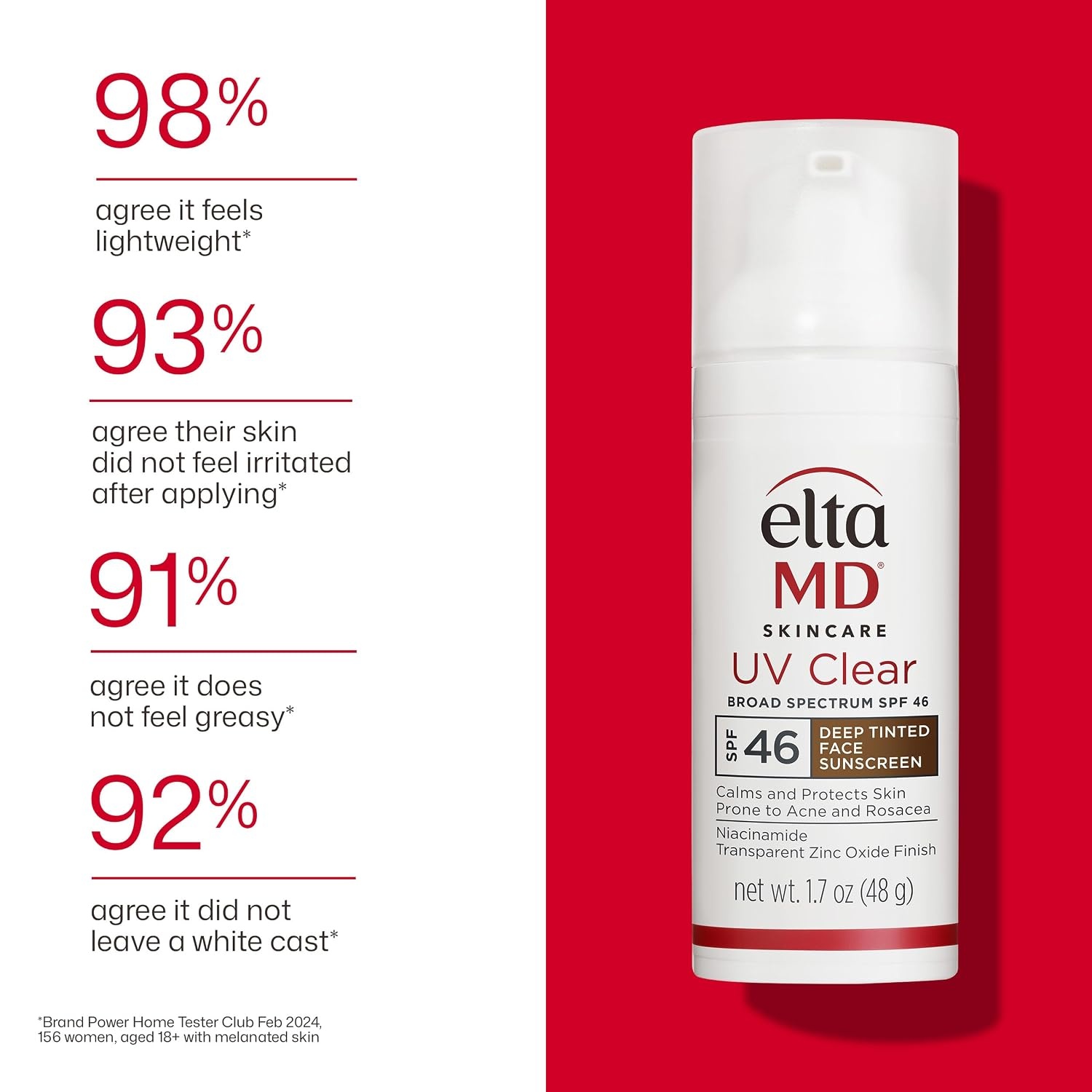 image:imageEltaMD UV Clear Face Sunscreen with Zinc Oxide OilFree SPF 46 and SPF 50 Calms and Protects AcneProne Skin and Rosacea No White Cast Dermatologist Recommended Available in Three Tints and Sizes04 Deep Tinted 17 oz