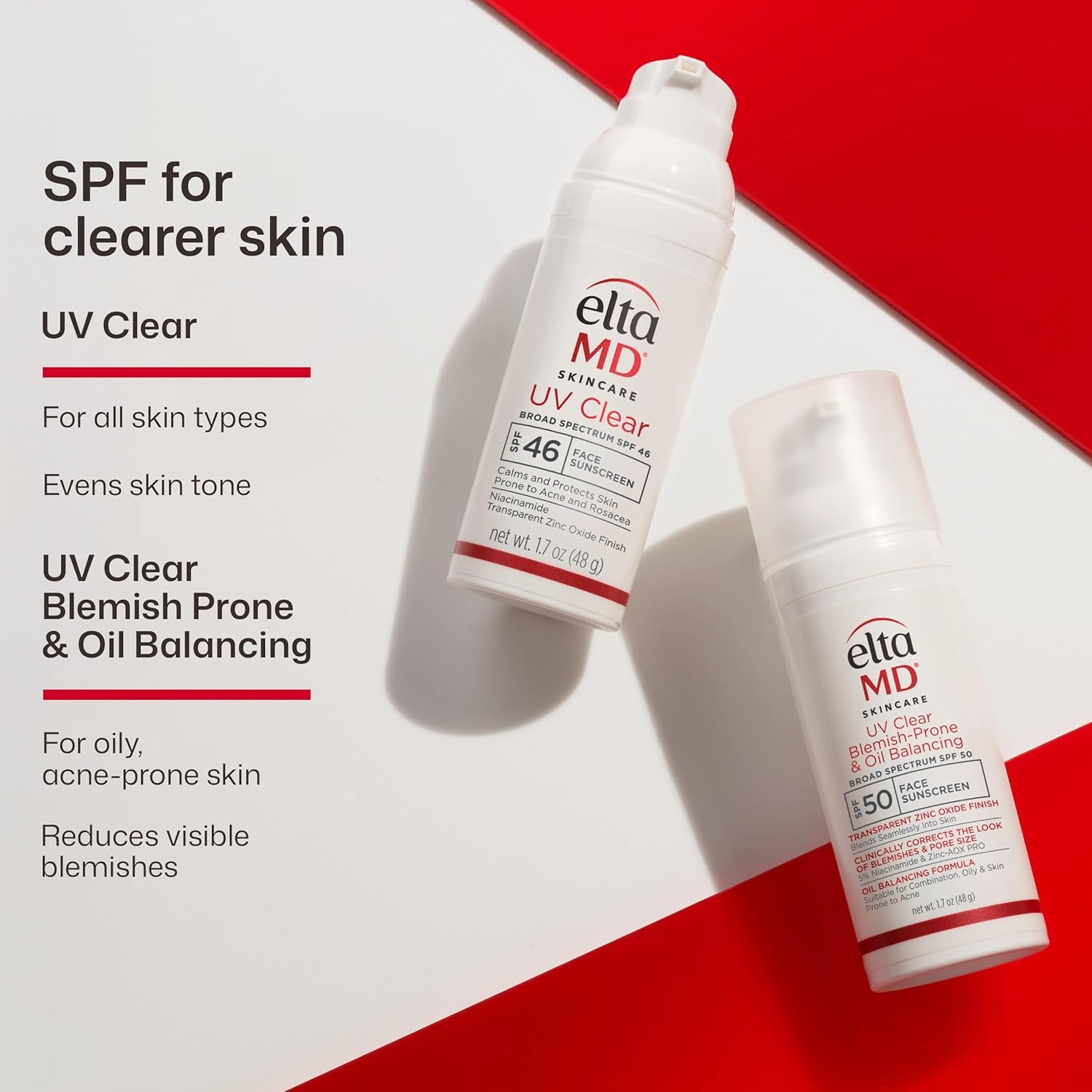 image:imageEltaMD UV Clear Face Sunscreen with Zinc Oxide OilFree SPF 46 and SPF 50 Calms and Protects AcneProne Skin and Rosacea No White Cast Dermatologist Recommended Available in Three Tints and Sizes10 Untinted 05 oz