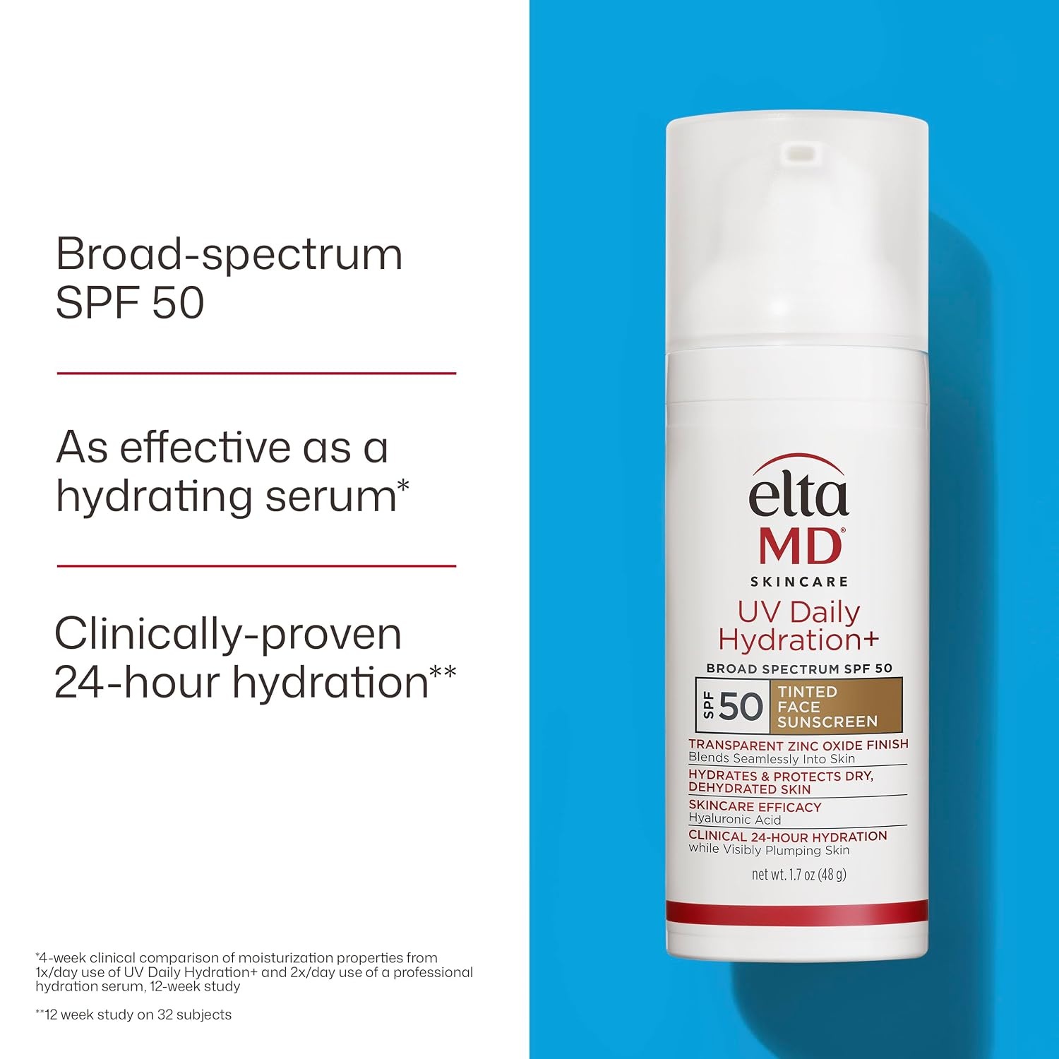 image:imageEltaMD UV Daily Face Sunscreen Moisturizer Zinc Oxide SPF 40 and SPF 50 Hydrates and Protects Dry Dehydrated Skin Lightweight No White Cast Dermatologist Recommended Available in Three Tints01 NEW Daily Hydration Tinted 17 oz