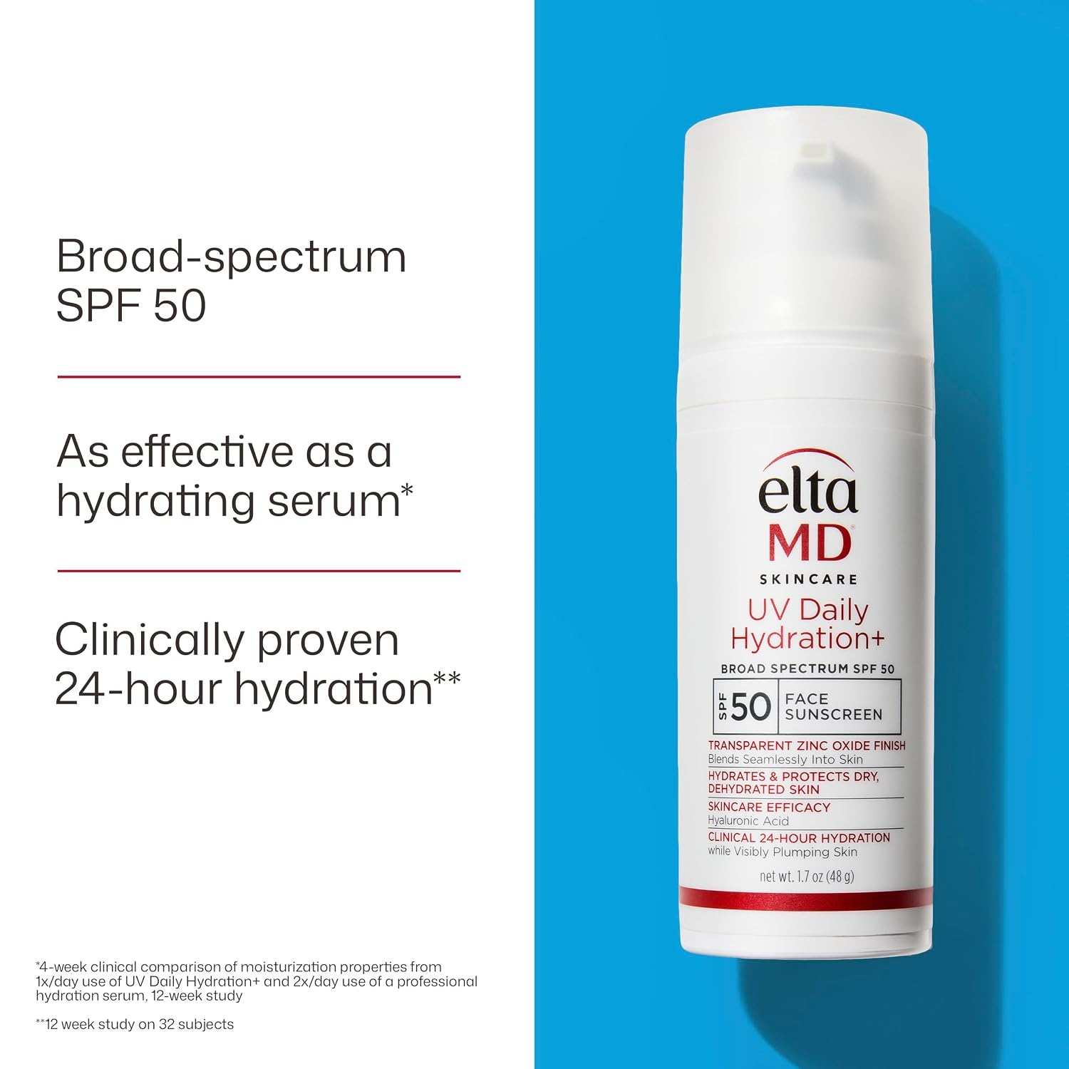 image:imageEltaMD UV Daily Face Sunscreen Moisturizer Zinc Oxide SPF 40 and SPF 50 Hydrates and Protects Dry Dehydrated Skin Lightweight No White Cast Dermatologist Recommended Available in Three Tints02 Daily Hydration 17 oz