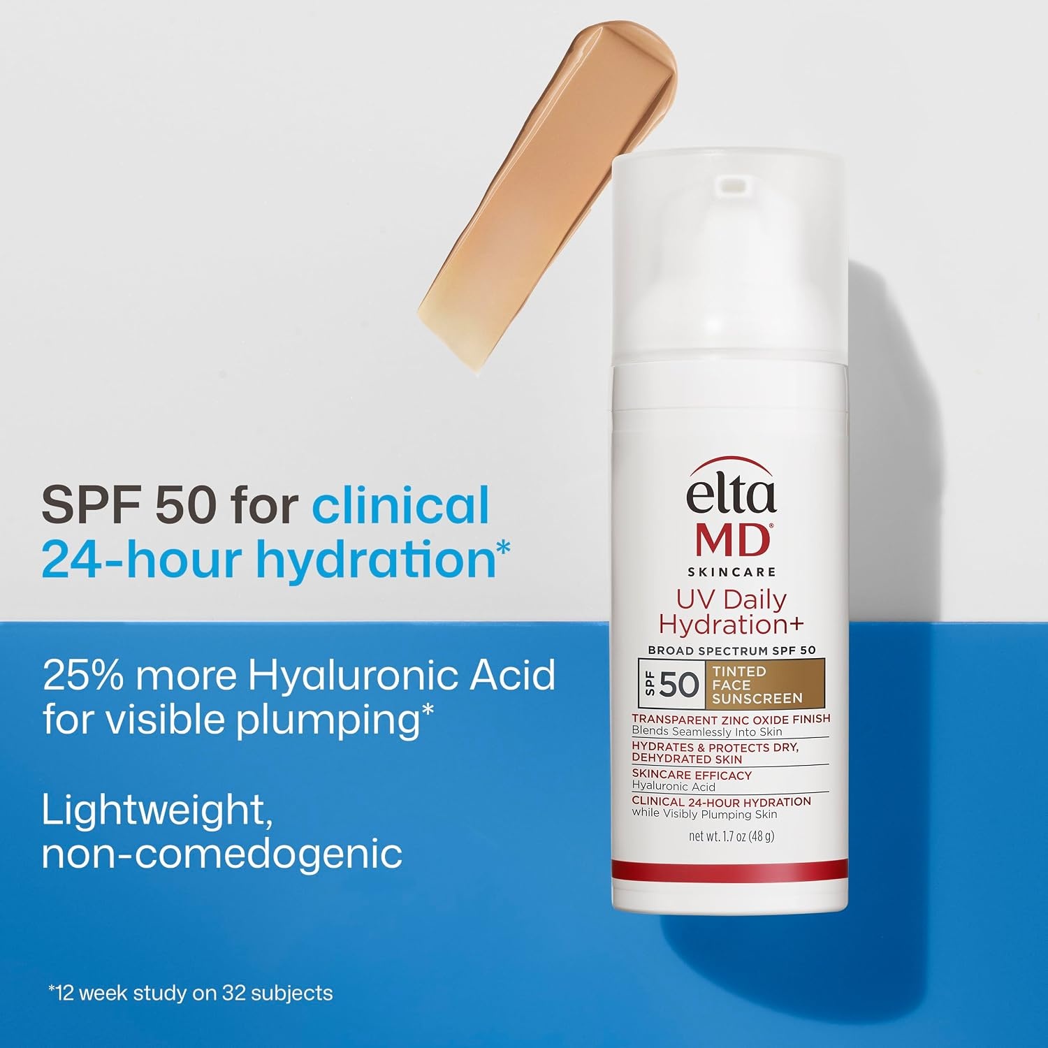 image:imageEltaMD UV Daily Face Sunscreen Moisturizer Zinc Oxide SPF 40 and SPF 50 Hydrates and Protects Dry Dehydrated Skin Lightweight No White Cast Dermatologist Recommended Available in Three Tints01 NEW Daily Hydration Tinted 17 oz
