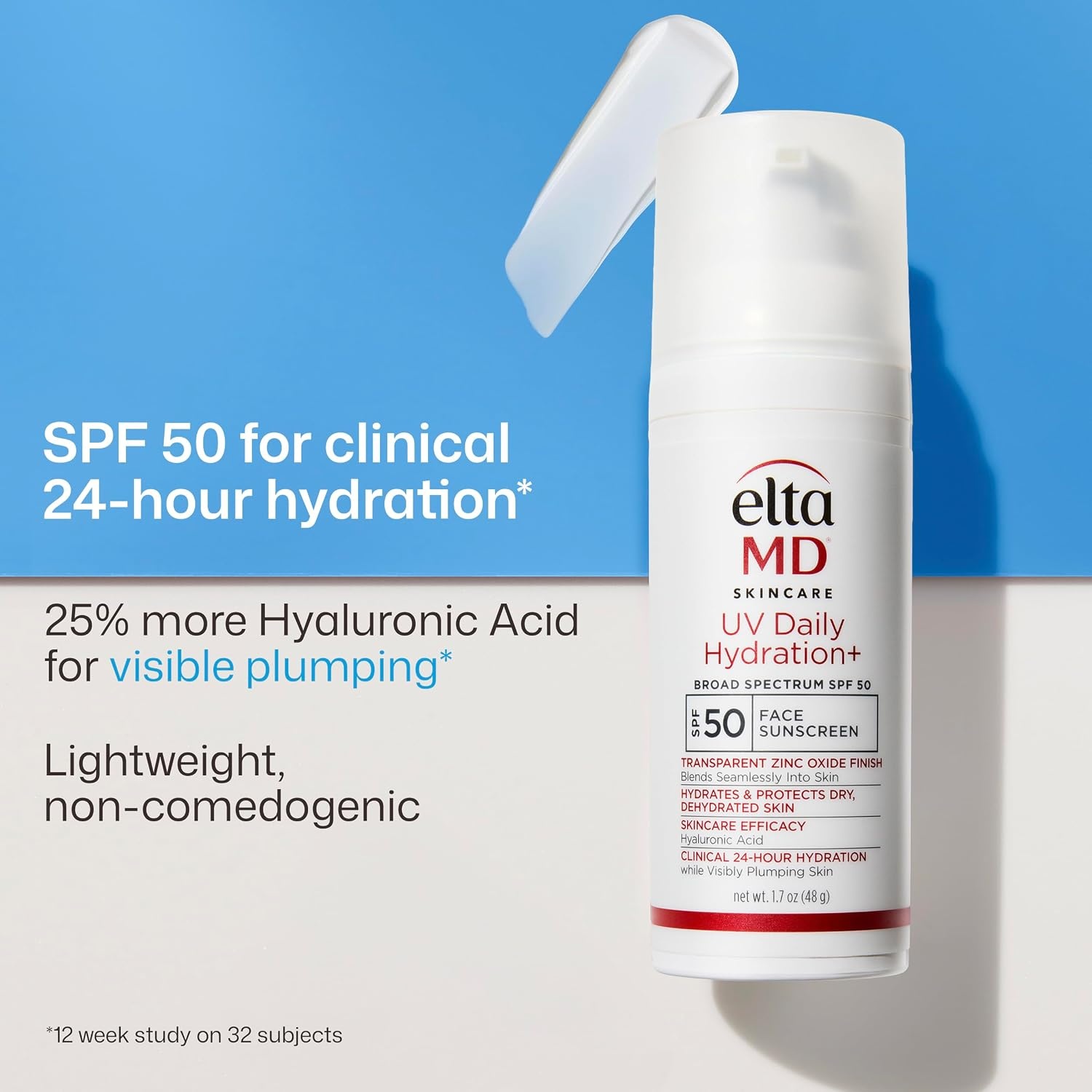 image:imageEltaMD UV Daily Face Sunscreen Moisturizer Zinc Oxide SPF 40 and SPF 50 Hydrates and Protects Dry Dehydrated Skin Lightweight No White Cast Dermatologist Recommended Available in Three Tints02 Daily Hydration 17 oz