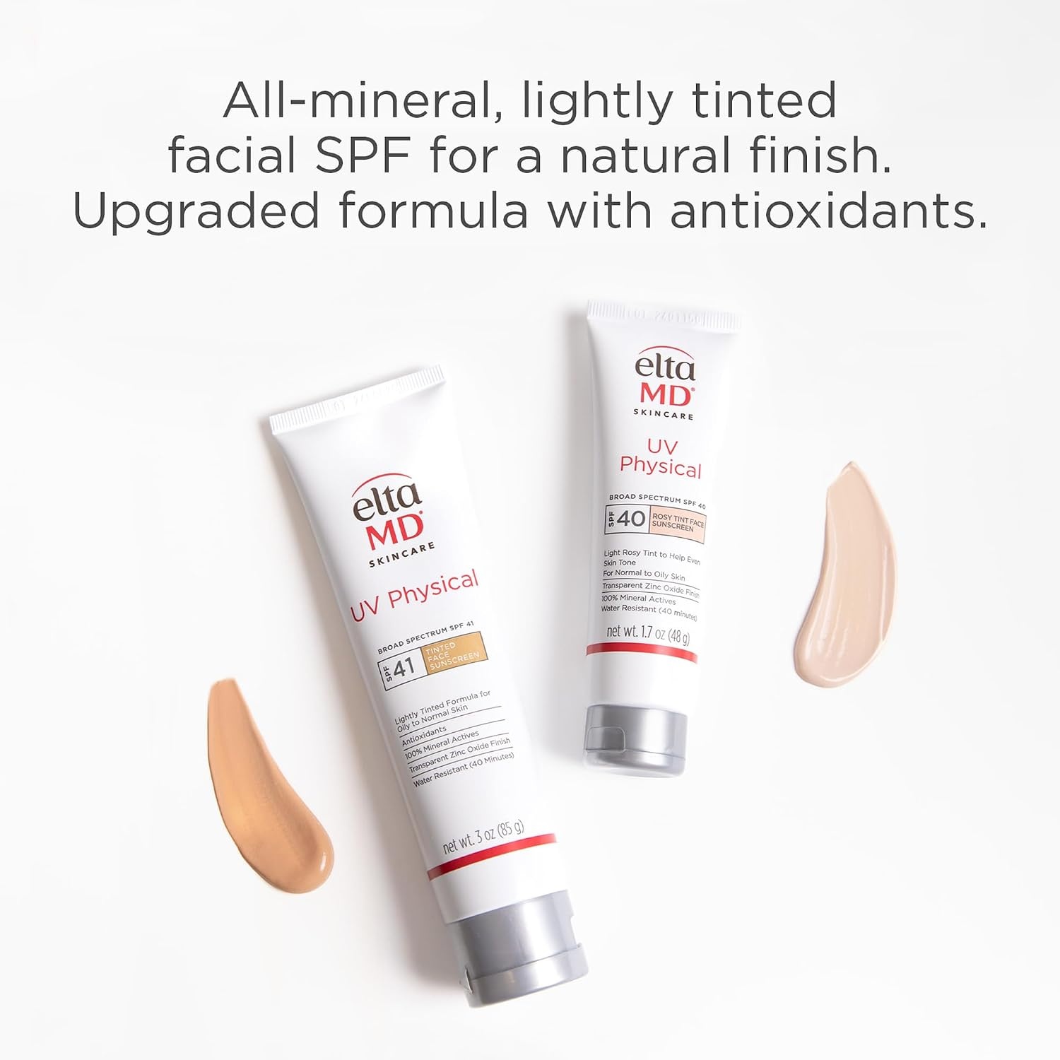 image:imageEltaMD UV Physical Tinted 100 Mineral Face Sunscreen SPF 40 and 41 Formulated with Antioxidants 100 Mineral Actives Transparent Zinc Oxide Finish Water Resistant Up to 40 MinutesTinted 2 Pack
