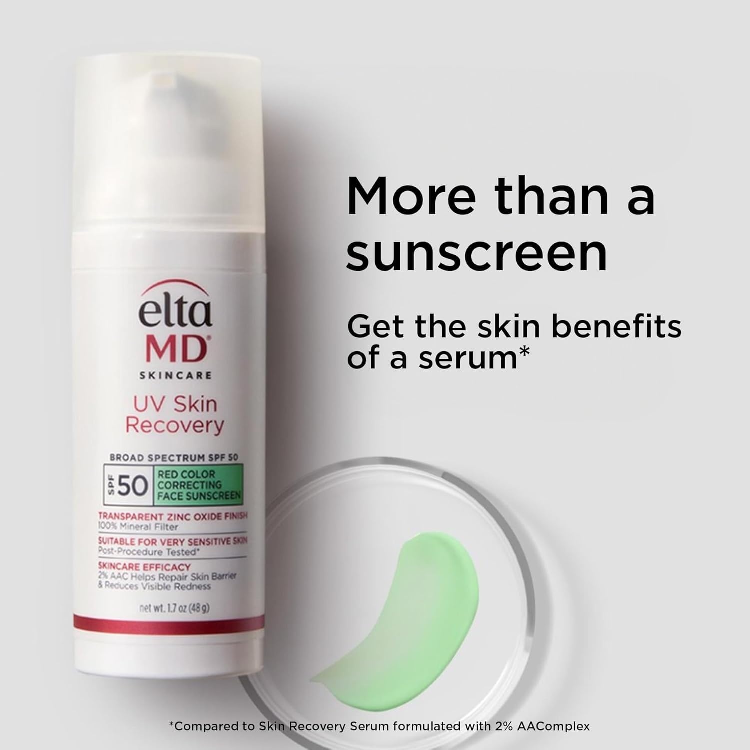 image:imageEltaMD UV Skin Recovery 100 Mineral Face Sunscreen SPF 50  Red Color Correcting Safe For Rosacea and PostProcedure Skin No White Cast Zinc Oxide Dermatologist RecommendedGreen Tinted Pack of 2