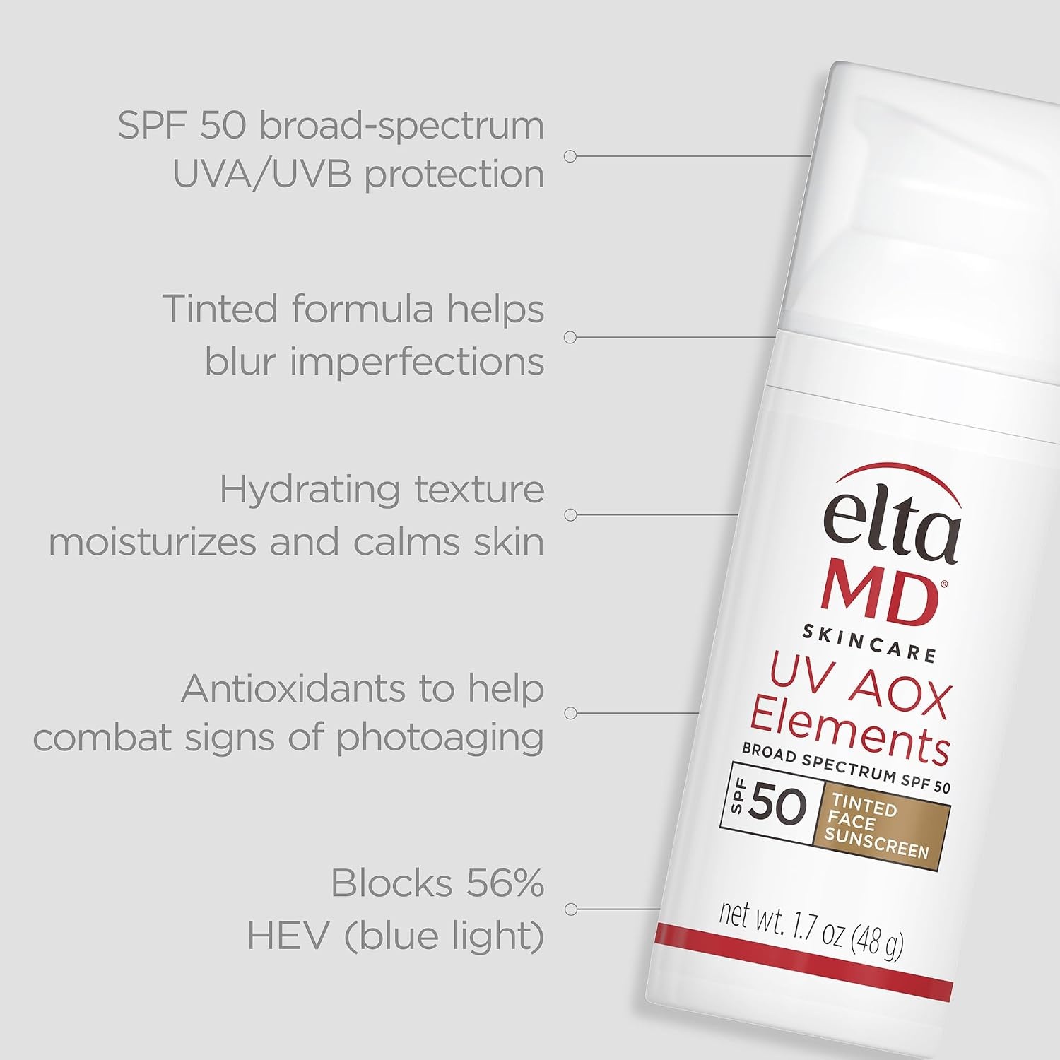 image:imageUV AOX Elements Tinted Mineral Face Sunscreen Lotion Tinted Moisturizer for Face SPF 50 with Antioxidants17 Ounce Pack of 1