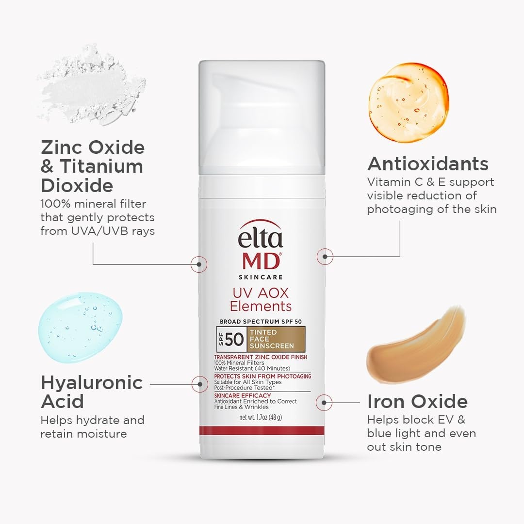 image:imageUV AOX Elements Tinted Mineral Face Sunscreen Lotion Tinted Moisturizer for Face SPF 50 with Antioxidants17 Ounce Pack of 1