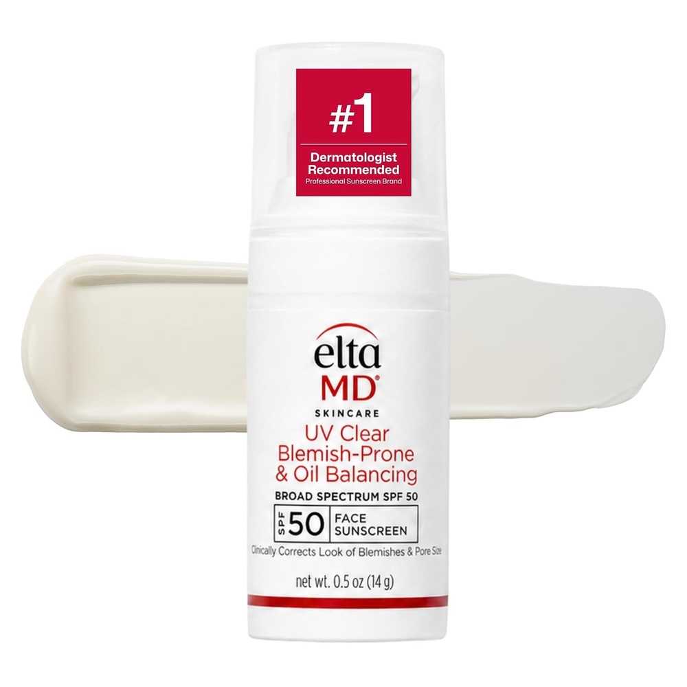 image:imageEltaMD UV Clear Face Sunscreen with Zinc Oxide OilFree SPF 46 and SPF 50 Calms and Protects AcneProne Skin and Rosacea No White Cast Dermatologist Recommended Available in Three Tints and Sizes09 New Blemish Prone 05 oz