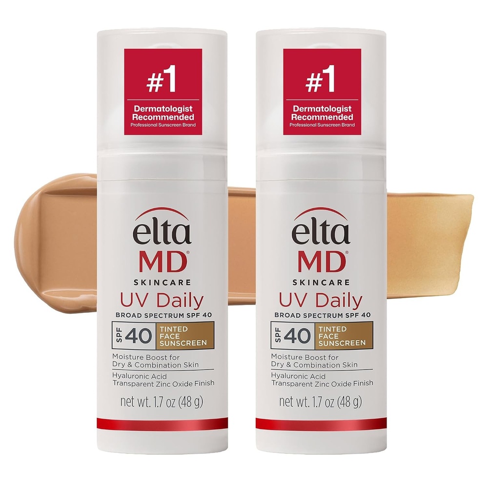 image:imageEltaMD UV Daily Face Sunscreen Moisturizer Zinc Oxide SPF 40 and SPF 50 Hydrates and Protects Dry Dehydrated Skin Lightweight No White Cast Dermatologist Recommended Available in Three Tints06 Tinted 2 Pack