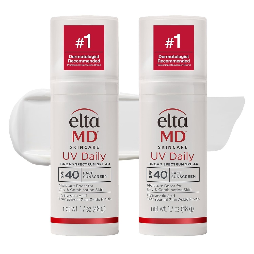 image:imageEltaMD UV Daily Face Sunscreen Moisturizer Zinc Oxide SPF 40 and SPF 50 Hydrates and Protects Dry Dehydrated Skin Lightweight No White Cast Dermatologist Recommended Available in Three Tints07 Untinted 2 Pack