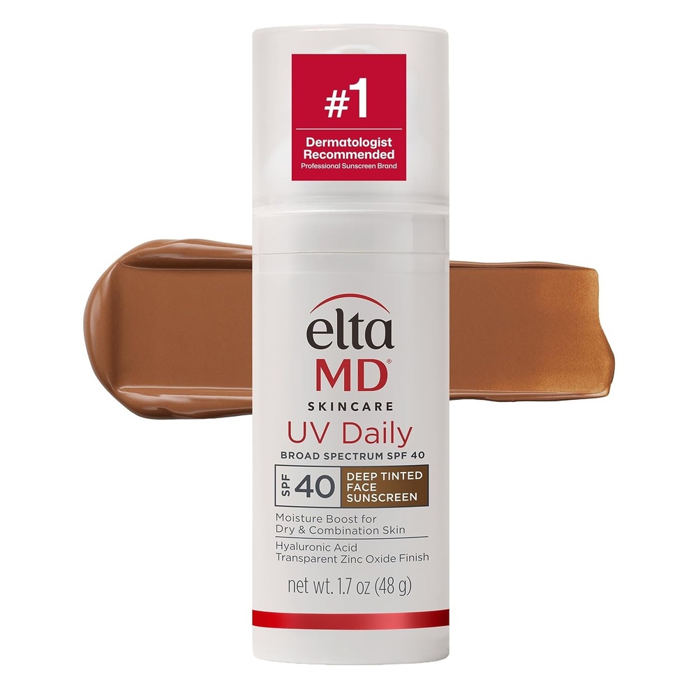 image:imageEltaMD UV Daily Face Sunscreen Moisturizer Zinc Oxide SPF 40 and SPF 50 Hydrates and Protects Dry Dehydrated Skin Lightweight No White Cast Dermatologist Recommended Available in Three Tints05 Deep Tint 17 oz