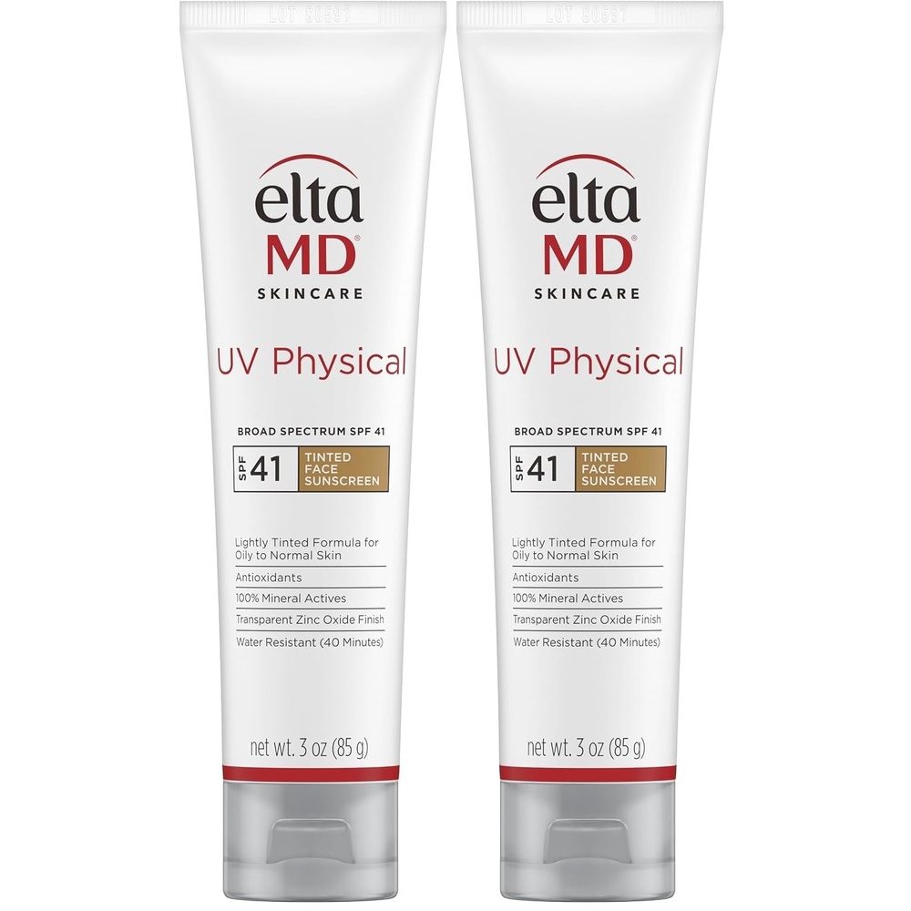 image:imageEltaMD UV Physical Tinted 100 Mineral Face Sunscreen SPF 40 and 41  Formulated with Antioxidants 100 Mineral Actives Transparent Zinc Oxide Finish Water Resistant Up to 40 MinutesTinted 2 Pack