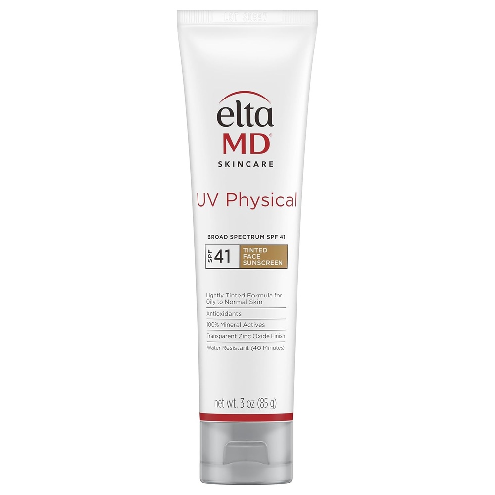 image:imageEltaMD UV Physical Tinted 100 Mineral Face Sunscreen SPF 40 and 41 Formulated with Antioxidants 100 Mineral Actives Transparent Zinc Oxide Finish Water Resistant Up to 40 MinutesTinted Fair to Med