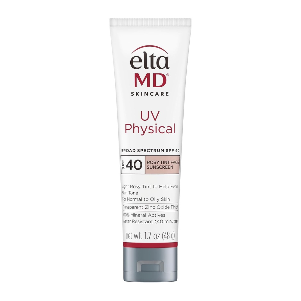 image:imageEltaMD UV Physical Tinted 100 Mineral Face Sunscreen SPF 40 and 41 Formulated with Antioxidants 100 Mineral Actives Transparent Zinc Oxide Finish Water Resistant Up to 40 MinutesRosy Tinted Fair Skin