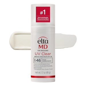 EltaMD UV Clear Face Sunscreen with Zinc Oxide, Oil-Free, SPF 46 and SPF 50 | Calms and Protects Acne-Prone Skin and Rosacea, No White Cast, Dermatologist Recommended, Available in Three Tints and Sizes(02 – Untinted (1.7 oz))