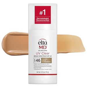 EltaMD UV Clear Face Sunscreen with Zinc Oxide, Oil-Free, SPF 46 and SPF 50 | Calms and Protects Acne-Prone Skin and Rosacea, No White Cast, Dermatologist Recommended, Available in Three Tints and Sizes(11 – Tinted (0.5 oz))