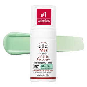 EltaMD UV Skin Recovery 100% Mineral Face Sunscreen, SPF 50 | Red Color Correcting, Safe For Rosacea and Post-Procedure Skin, No White Cast, Zinc Oxide, Dermatologist Recommended(Green Tinted (0.5 oz))