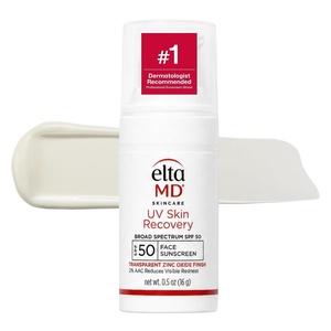 EltaMD UV Skin Recovery 100% Mineral Face Sunscreen, SPF 50 | Red Color Correcting, Safe For Rosacea and Post-Procedure Skin, No White Cast, Zinc Oxide, Dermatologist Recommended(Untinted (0.5 oz))