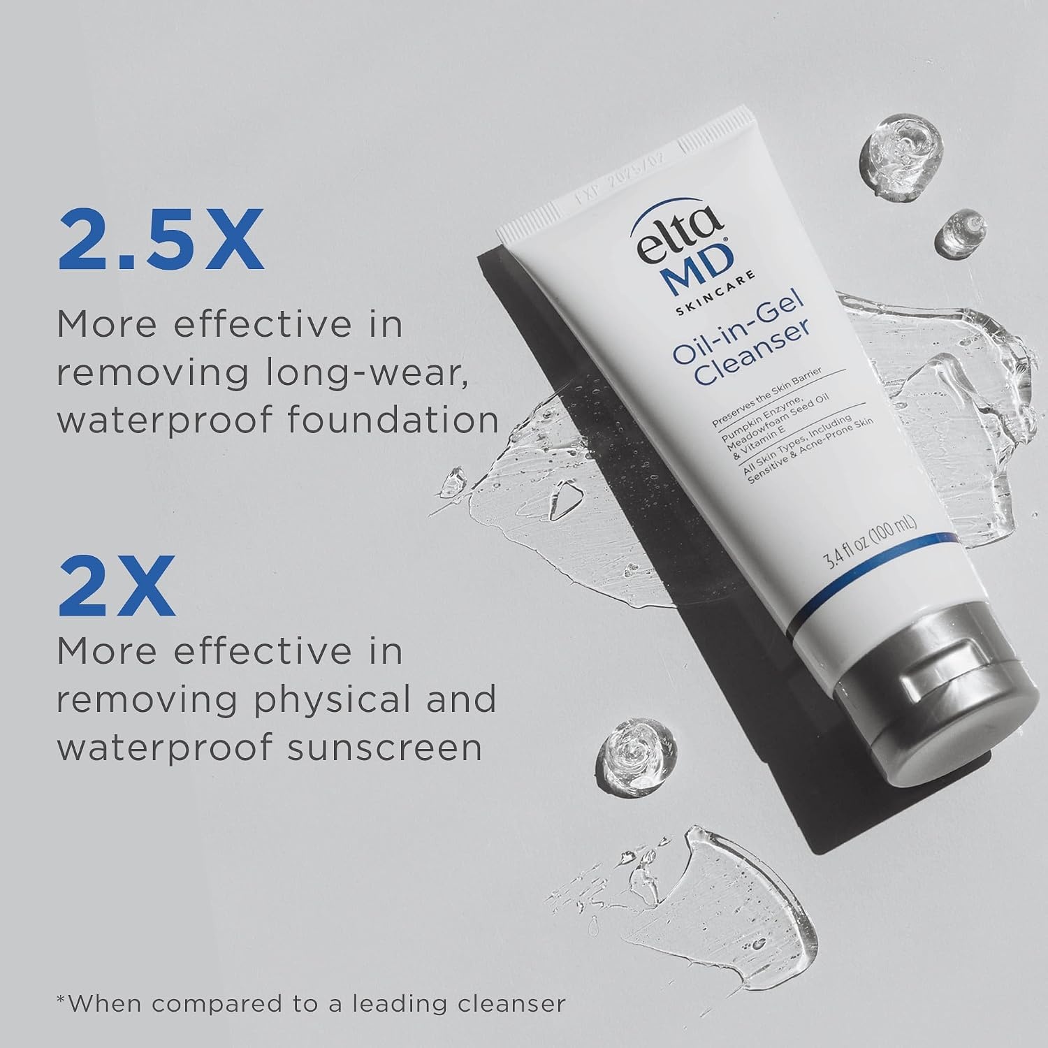 image:imageEltaMD OilInGel Face Cleanser Gentle Makeup Remover 34 oz Removes Sunscreen Makeup Sweat Double Cleanses Dermatologist Recommended Daily Face Wash For Sensitive and Dry Skin