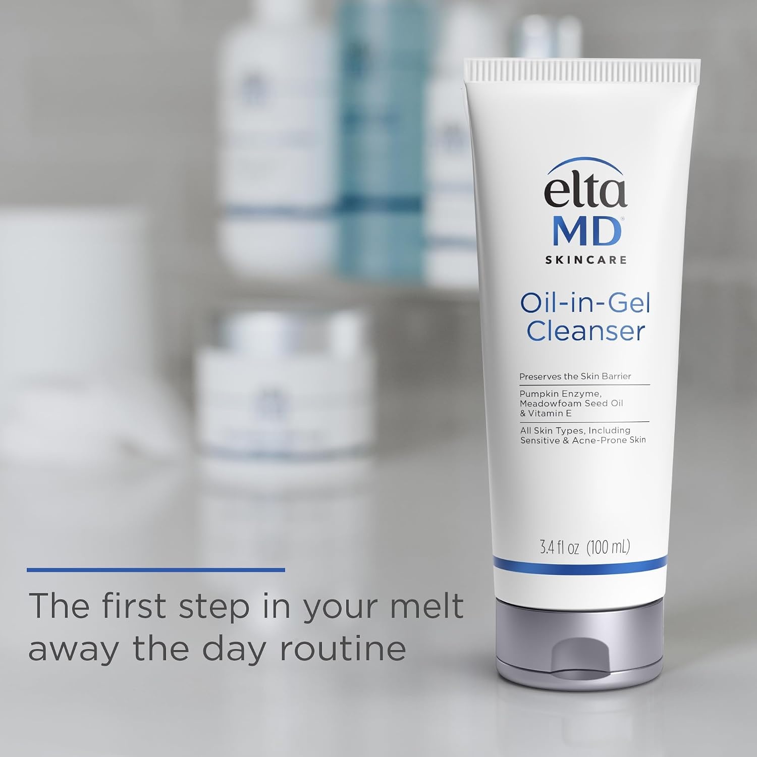 image:imageEltaMD OilInGel Face Cleanser Gentle Makeup Remover 34 oz Removes Sunscreen Makeup Sweat Double Cleanses Dermatologist Recommended Daily Face Wash For Sensitive and Dry Skin