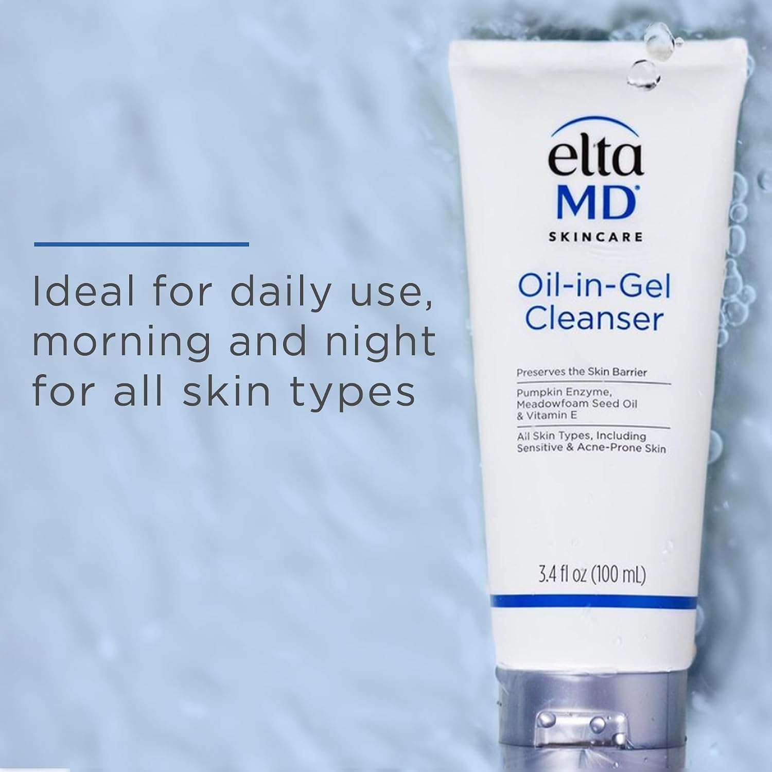 image:imageEltaMD OilInGel Face Cleanser Gentle Makeup Remover 34 oz Removes Sunscreen Makeup Sweat Double Cleanses Dermatologist Recommended Daily Face Wash For Sensitive and Dry Skin