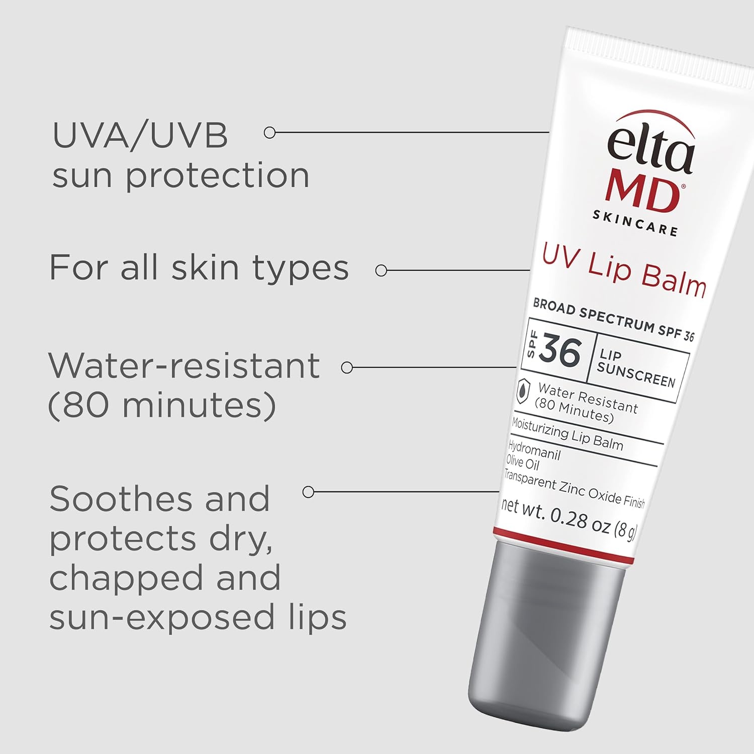 image:imageEltaMD UV Lip Balm SPF SunscreenSunscreen Lip Balm with SPF 30Protects Dry Cracked LipsTransparent Zinc Oxide028 TubePack of 2