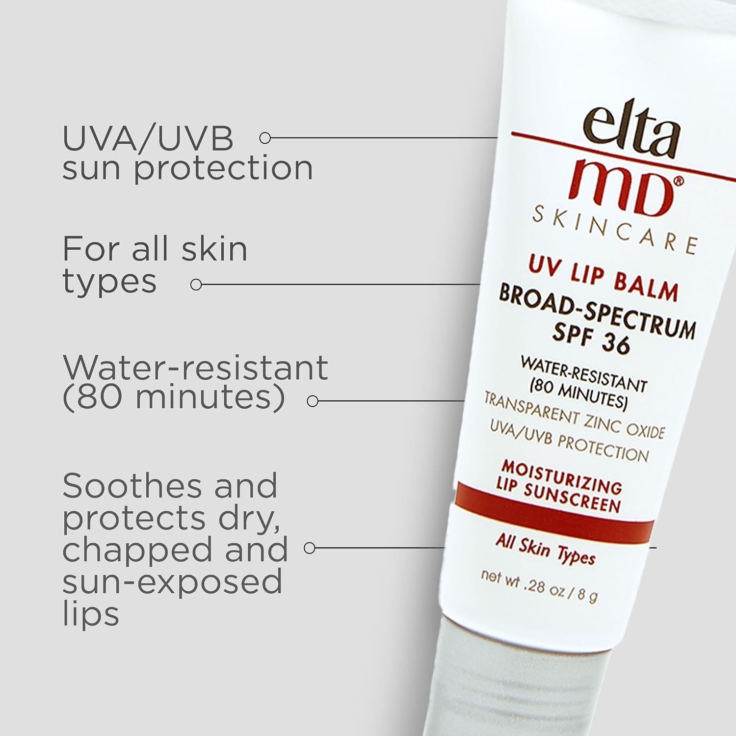 image:imageEltaMD UV Lip Balm Sunscreen Transparent Zinc Oxide SPF 30 Restores Natural Softness and Hydrates Protects Chapped Dry and Cracked Lips Sheer Finish Water Resistant Up to 80 Min028 Ounce Pack of 2