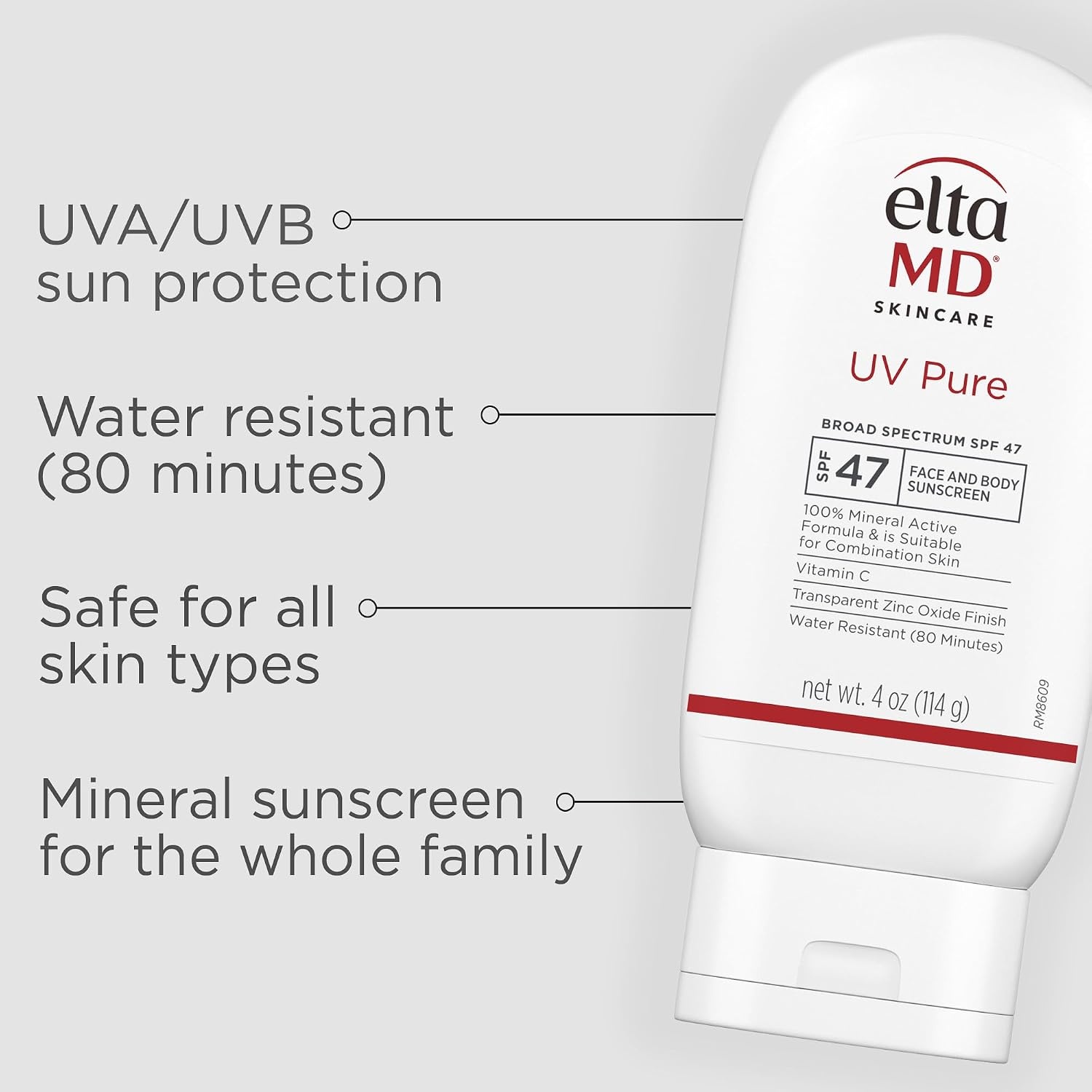 image:imageEltaMD UV Pure Face and Body Sunscreen SPF 47 100 Mineral Sunscreen for Kids and Adults Water Resistant Up to 80 Minutes Oil Free Zinc Oxide Formula4 Ounce Pack of 1