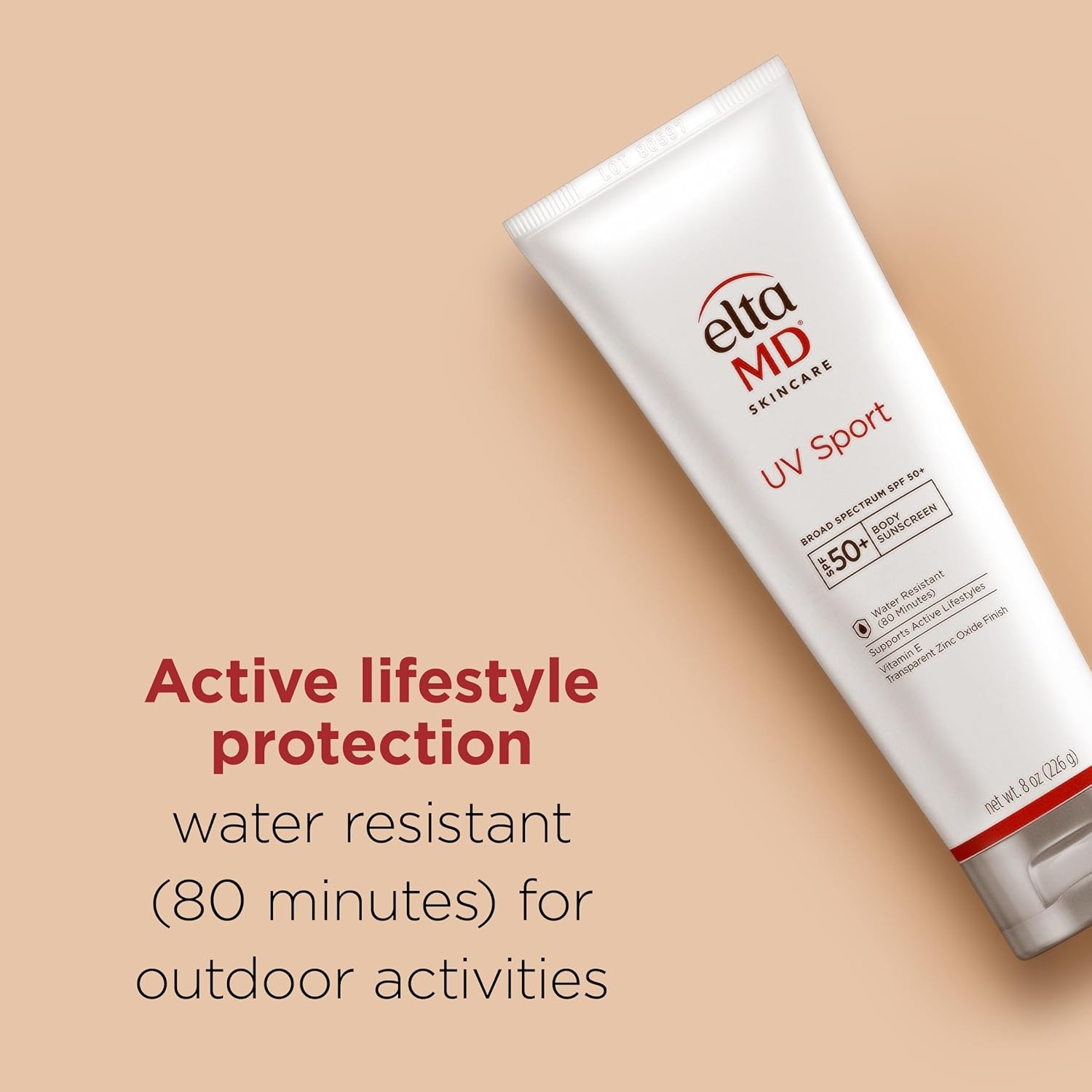 image:imageEltaMD UV Sport Sunscreen Water and Sweat Resistant 80 Min SPF 50 For Face And Body Absorbs Quickly NonGreasy Formula Ideal For Sports and Outdoor Activities For All Skin Types8 Ounce Pack of 1