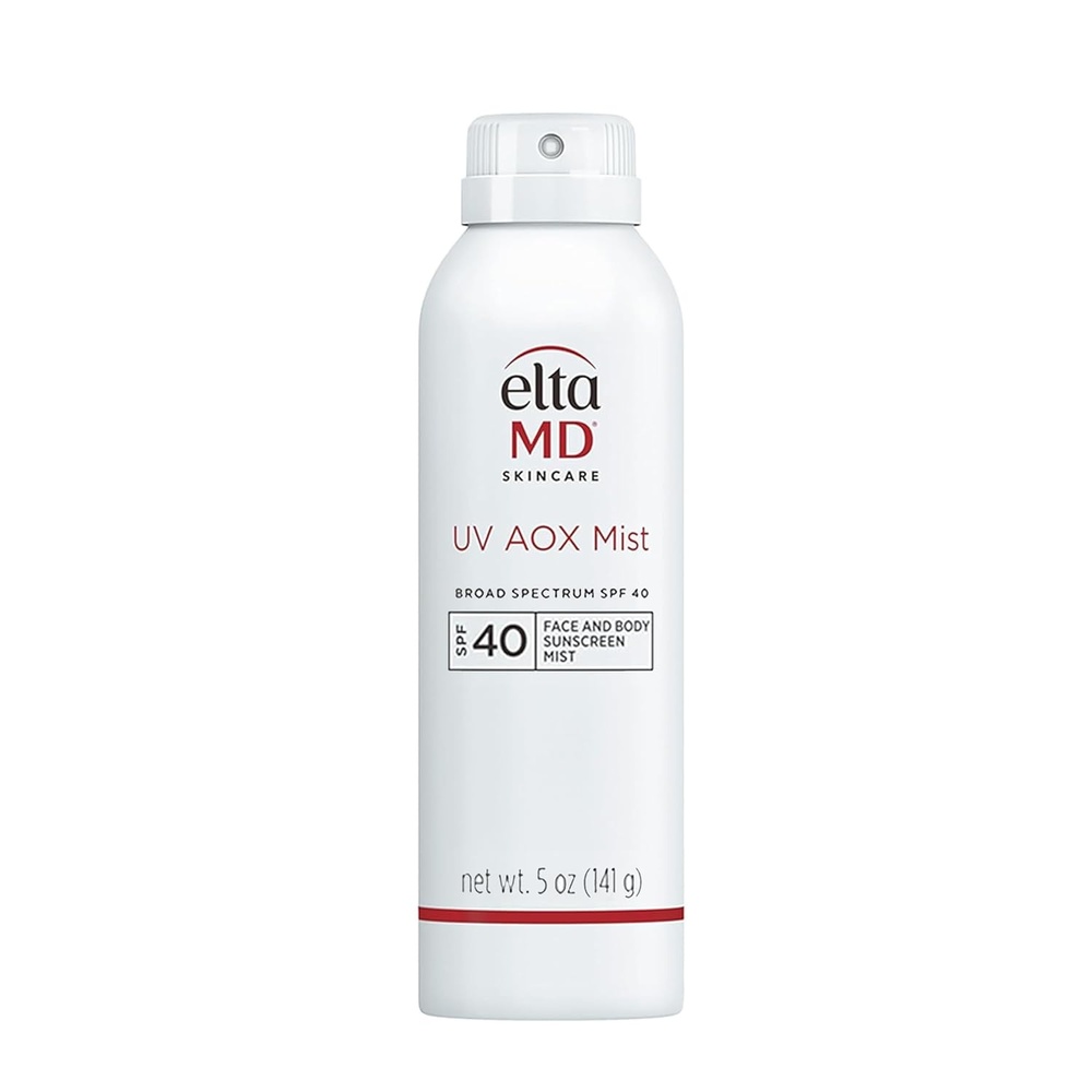 image:imageEltaMD UV AOX Mist 100 Mineral Sunscreen Spray SPF 40 5 oz Broad Spectrum Face And Body Sunscreen Free of Chemical Propellants Sprays On White and Dries Clear Sheer Finish