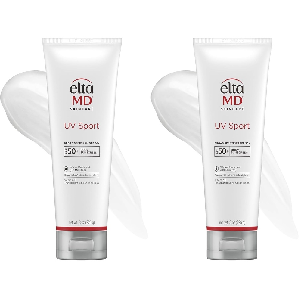 image:imageEltaMD UV Sport Sunscreen Water and Sweat Resistant 80 Min SPF 50 For Face And Body Absorbs Quickly NonGreasy Formula Ideal For Sports and Outdoor Activities For All Skin Types8 Ounce Pack of 2