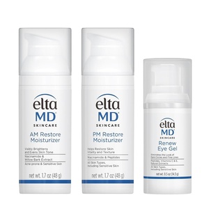 EltaMD Morning and Night Skin Care Kit, AM Restore and PM Restore Facial Moisturizers, Anti-Aging Renew Eye Gel