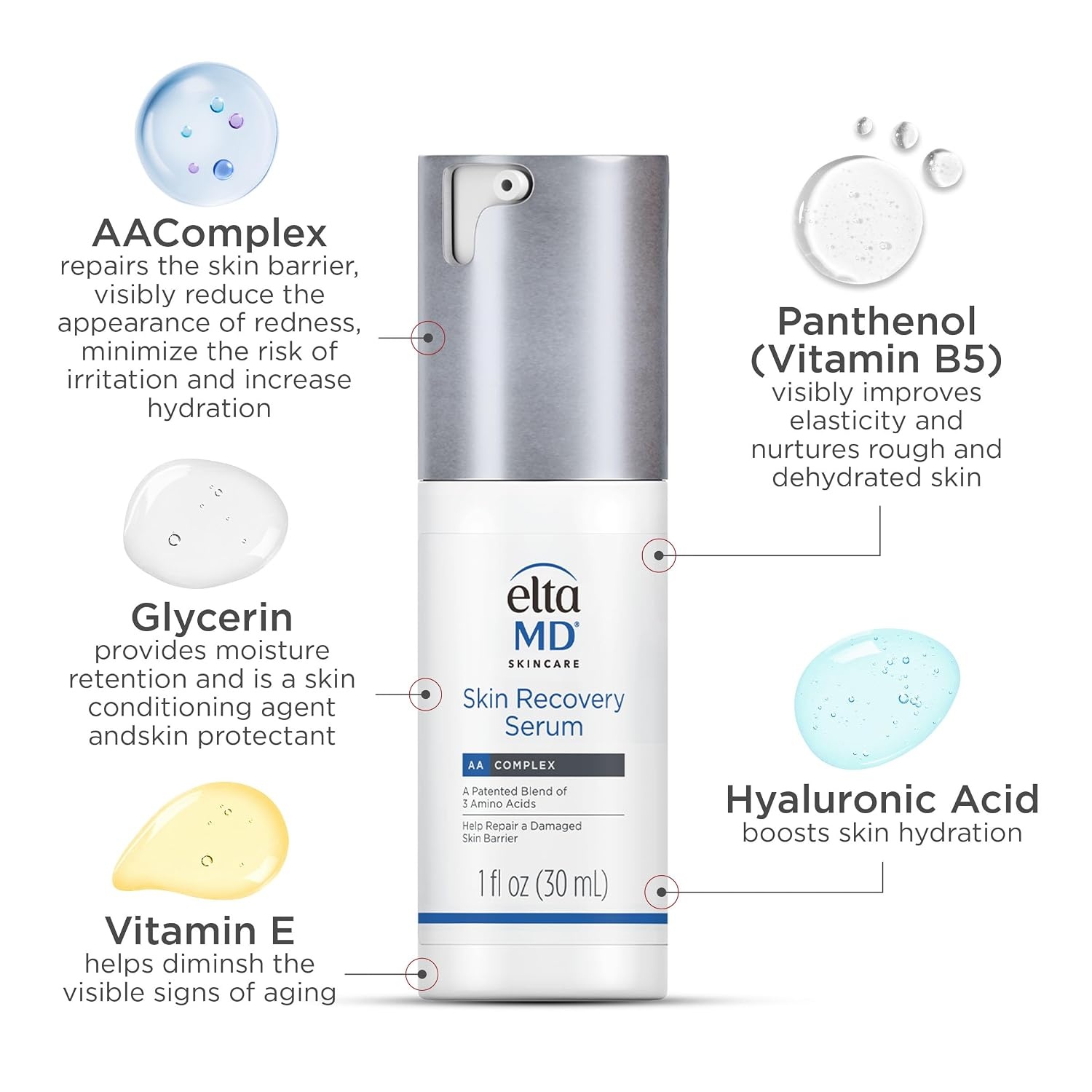 image:imageEltaMD Skin Recovery Face Serum AntiRedness Facial Serum 1 oz Reduces Facial Redness Within 24 Hours Leaves Skin Feeling Clean and Hydrated Removes Sunscreen For All Skin Types