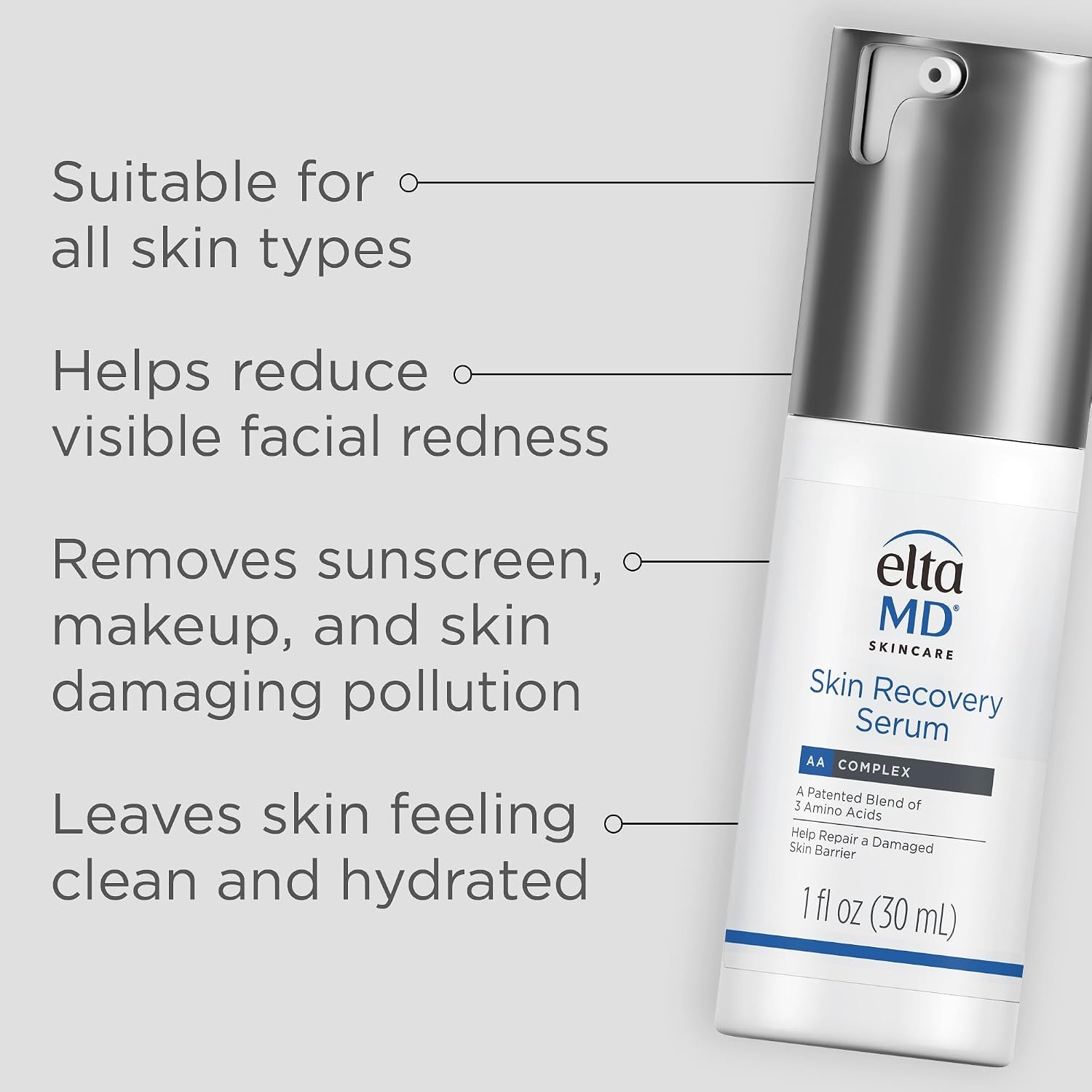 image:imageEltaMD Skin Recovery Face Serum AntiRedness Facial Serum 1 oz Reduces Facial Redness Within 24 Hours Leaves Skin Feeling Clean and Hydrated Removes Sunscreen For All Skin Types